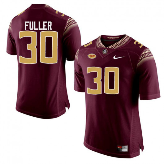 Mens Florida State Seminoles #30 Quashon Fuller Nike Garnet Gold Number College Football Game Jersey