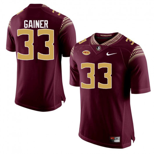 Mens Florida State Seminoles #33 Amari Gainer Nike Garnet Gold Number College Football Game Jersey