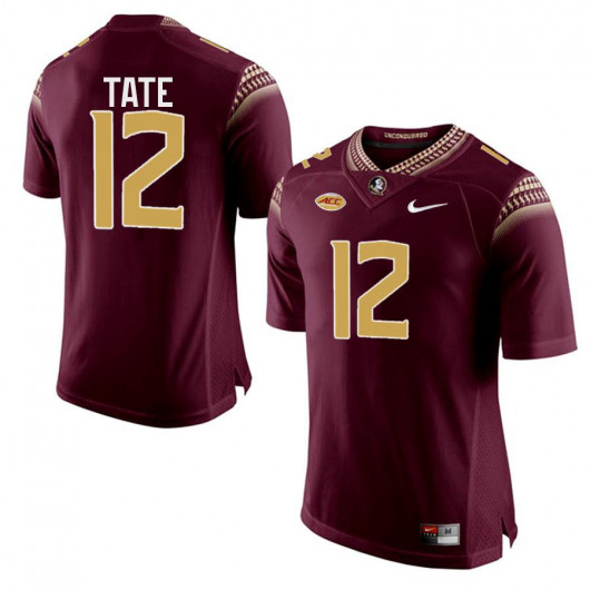 Mens Florida State Seminoles #12 Demorie Tate Nike Garnet Gold Number College Football Game Jersey