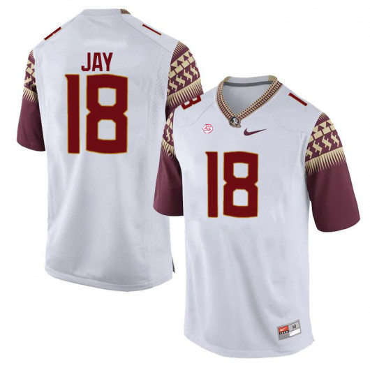 Mens Florida State Seminoles #18 Travis Jay Nike White College Football Game Jersey