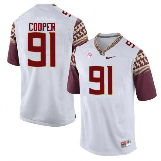 Mens Florida State Seminoles #91 Robert Cooper Nike White College Football Game Jersey