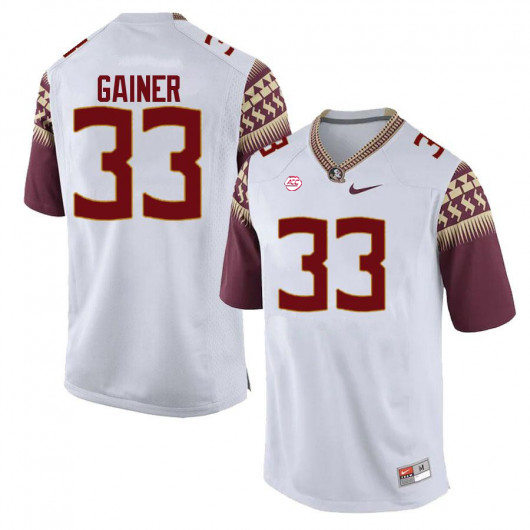 Mens Florida State Seminoles #33 Amari Gainer Nike White College Football Game Jersey