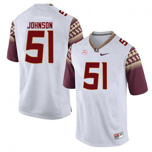 Mens Florida State Seminoles #51 Baveon Johnson Nike White College Football Game Jersey