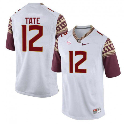 Mens Florida State Seminoles #12 Demorie Tate Nike White College Football Game Jersey