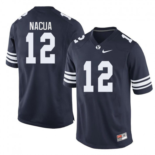 Mens BYU Cougars #12 Puka Nacua Nike Navy College Football Game Jersey 