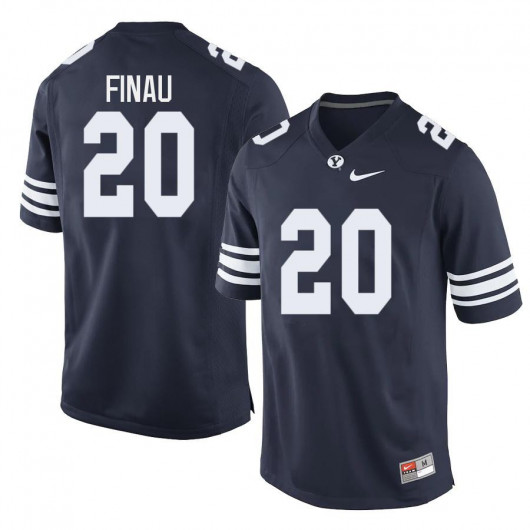 Mens BYU Cougars #20 Sione Finau Nike Navy College Football Game Jersey 