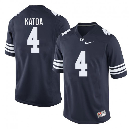 Mens BYU Cougars #4 Lopini Katoa Nike Navy College Football Game Jersey 