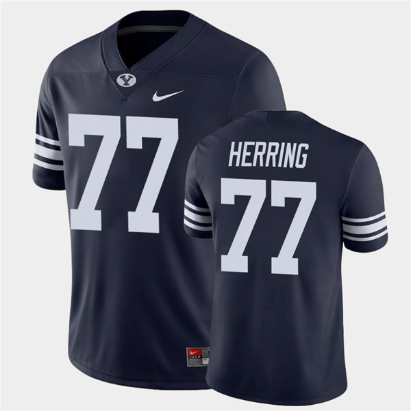 Mens BYU Cougars #77 Chandon Herring Nike Navy College Football Game Jersey