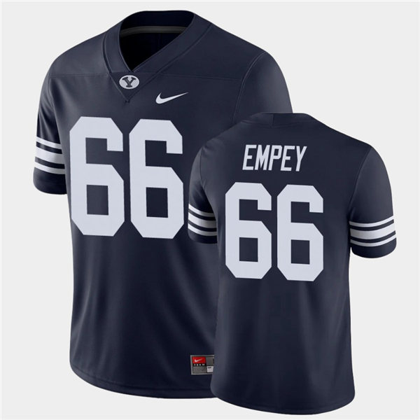 Mens BYU Cougars #66 James Empey Nike Navy College Football Game Jersey  