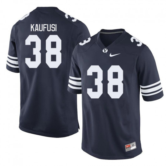 Mens BYU Cougars #38 Jackson Kaufusi Nike Navy College Football Game Jersey  