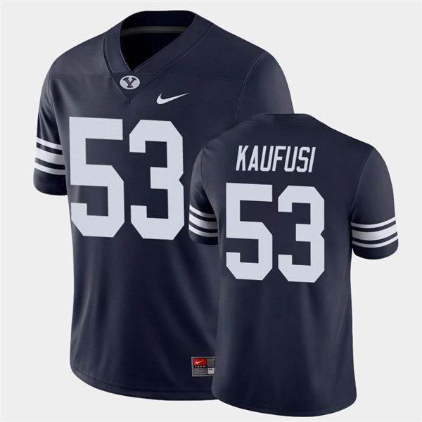 Mens BYU Cougars #53 Isaiah Kaufusi Nike Navy College Football Game Jersey  