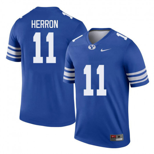 Mens BYU Cougars #11 Isaiah Herron Nike Royal College Football Game Jersey