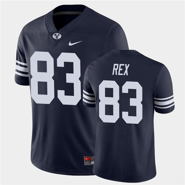 Mens BYU Cougars #83 Isaac Rex Nike Navy College Football Game Jersey  
