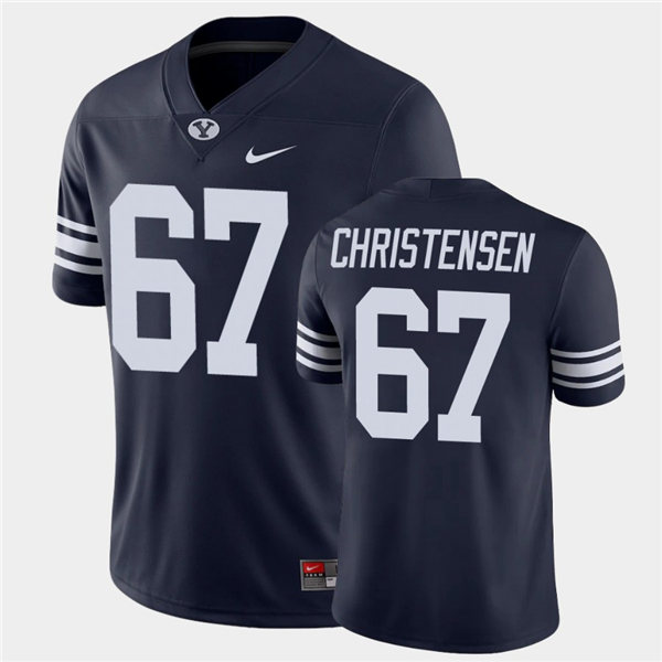 Mens BYU Cougars #67 Brady Christensen Nike Navy College Football Game Jersey  