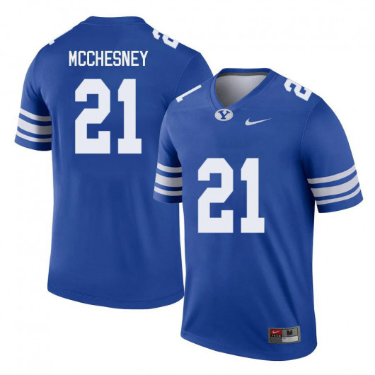 Mens BYU Cougars #21 Jackson McChesney Nike Royal College Football Game Jersey