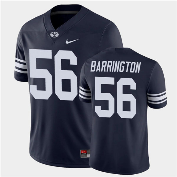 Mens BYU Cougars #56 Clark Barrington Nike Navy College Football Game Jersey  