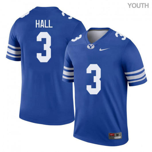 Youth BYU Cougars #3 Jaren Hall Nike Royal College Football Game Jersey