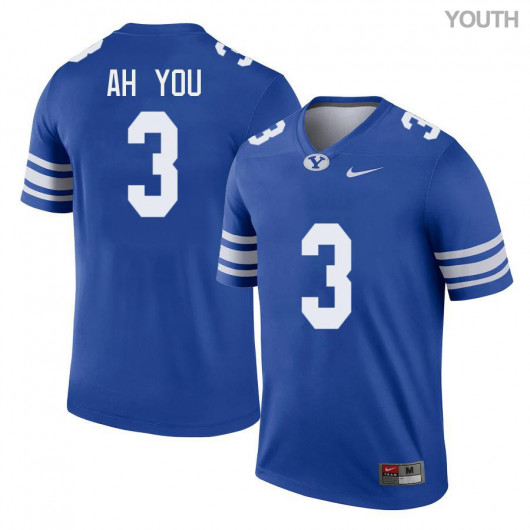 Youth BYU Cougars #3 Chaz Ah You Nike Royal College Football Game Jersey