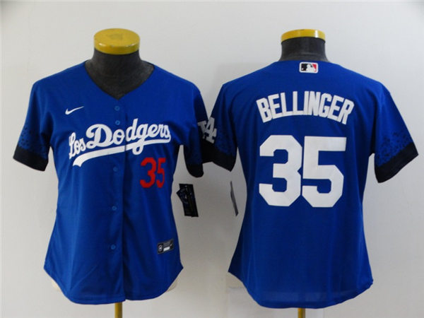 Womens Los Angeles Dodgers #35 Cody Bellinger Nike Royal 2021 MLB City Connect Jersey