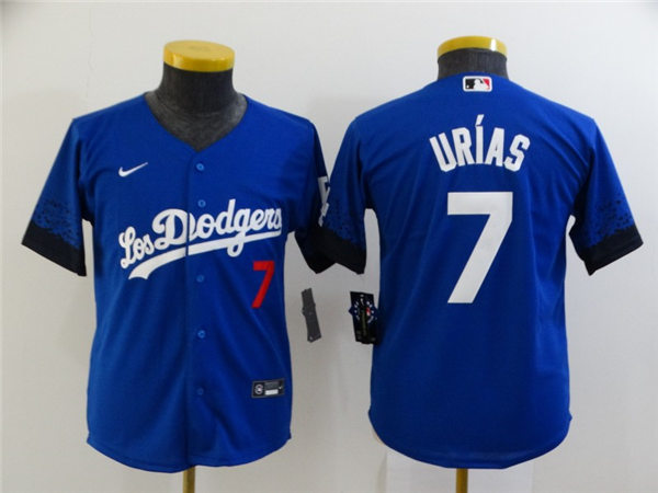 Youth Los Angeles Dodgers #7 Julio Urias Nike Royal 2021 MLB City Connect Jersey