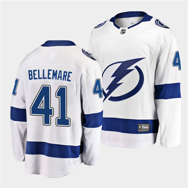 Mens Tampa Bay Lightning #41 Pierre-Edouard Bellemare adidas White Away Jersey
