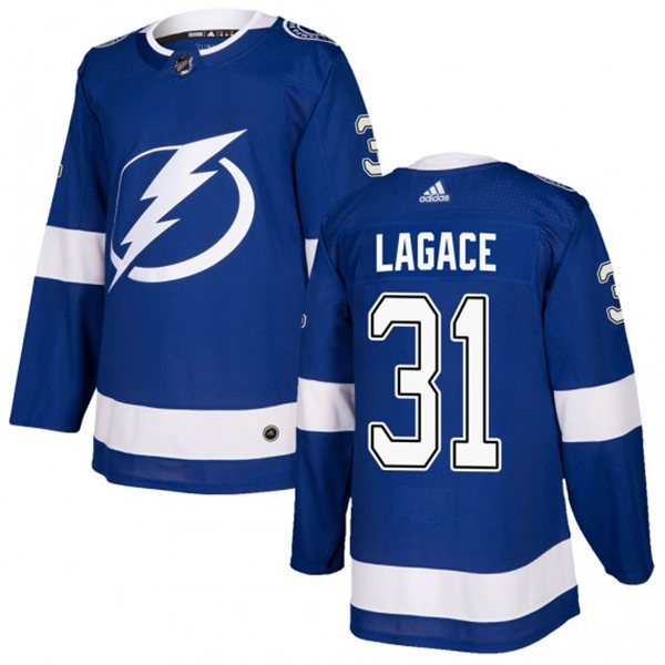 Mens Tampa Bay Lightning #31 Maxime Lagace adidas Home Blue Jersey