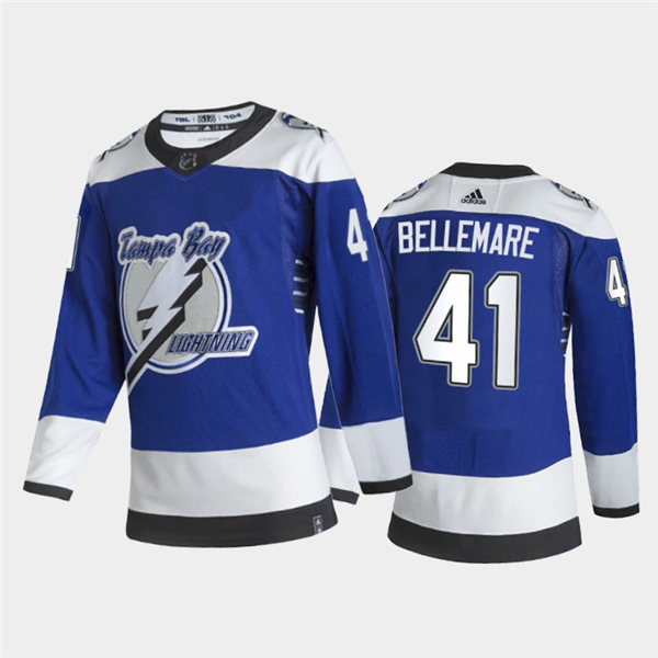 Youth Tampa Bay Lightning #41 Pierre-Edouard Bellemare Adidas Blue 2021 NHL Reverse Retro Special Edition Jersey