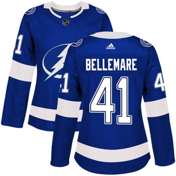 Womens Tampa Bay Lightning #41 Pierre-Edouard Bellemare Adidas Home Blue Stitched Player Jersey