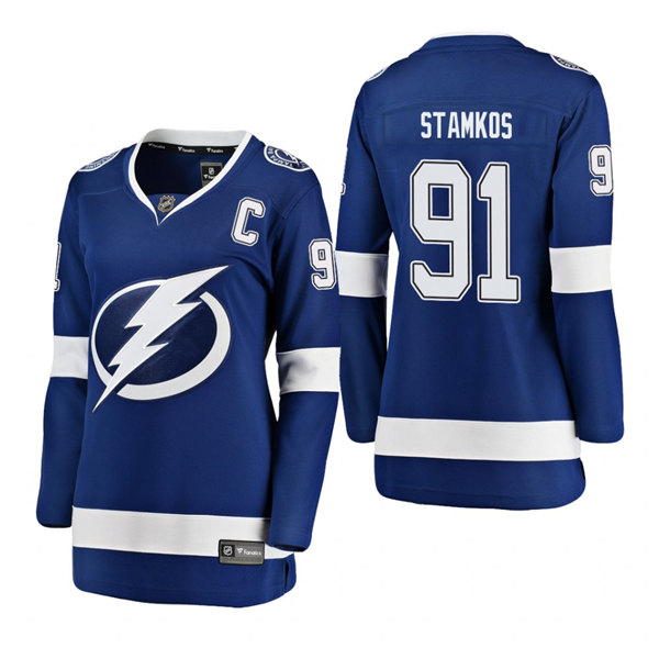 Womens Tampa Bay Lightning #91 Steven Stamkos Adidas Home Blue Player Jersey