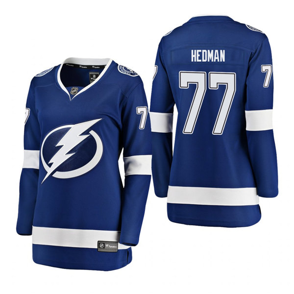 Womens Tampa Bay Lightning #77 Victor Hedman Adidas Home Blue Player Jersey
