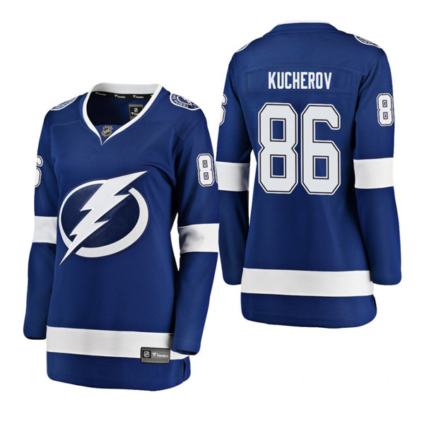 Womens Tampa Bay Lightning #86 Nikita Kucherov Adidas Home Blue Stitched Player Jersey