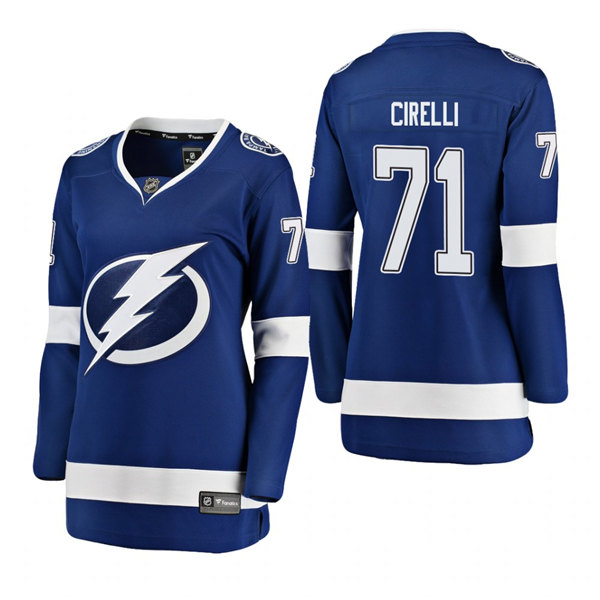 Womens Tampa Bay Lightning #71 Anthony Cirelli Adidas Home Blue Player Jersey