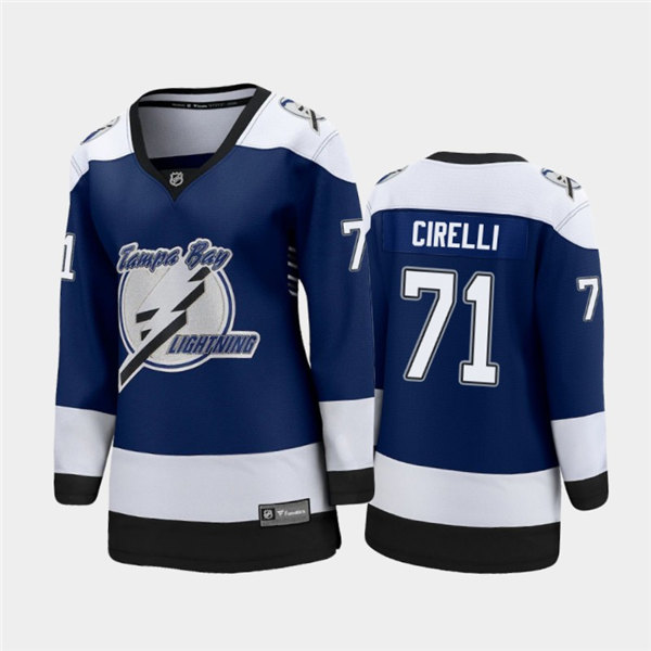 Women Tampa Bay Lightning #71 Anthony Cirelli Adidas 2021 Blue NHL Reverse Retro Jersey