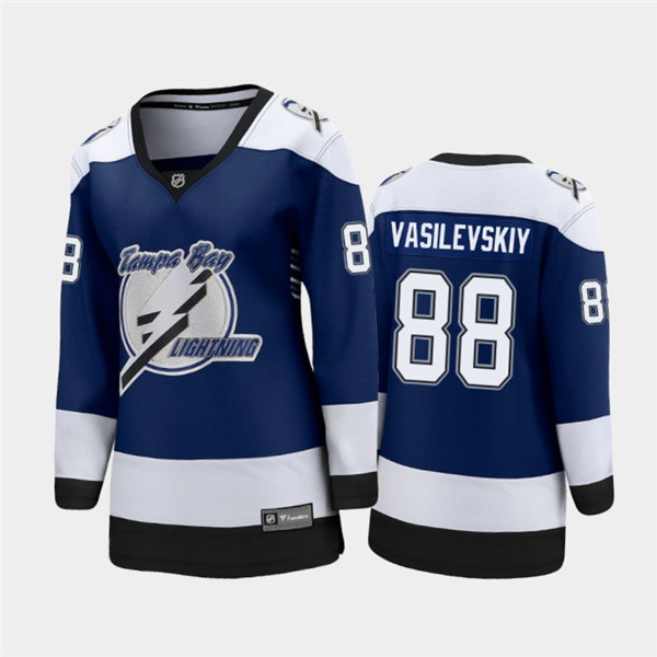 Women Tampa Bay Lightning #88 Andrei Vasilevskiy Adidas 2021 Blue NHL Reverse Retro Jersey