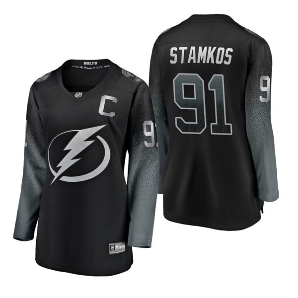 Womens Tampa Bay Lightning #91 Steven Stamkos Adidas Black Alternate Jersey