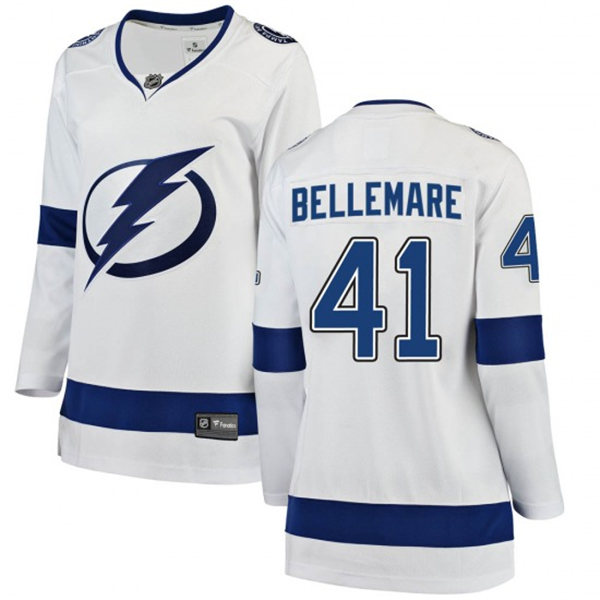 Womens Tampa Bay Lightning #41 Pierre-Edouard Bellemare Adidas White Away Stitched Player Jersey