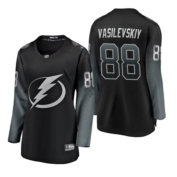 Womens Tampa Bay Lightning #88 Andrei Vasilevskiy Adidas Black Alternate Jersey