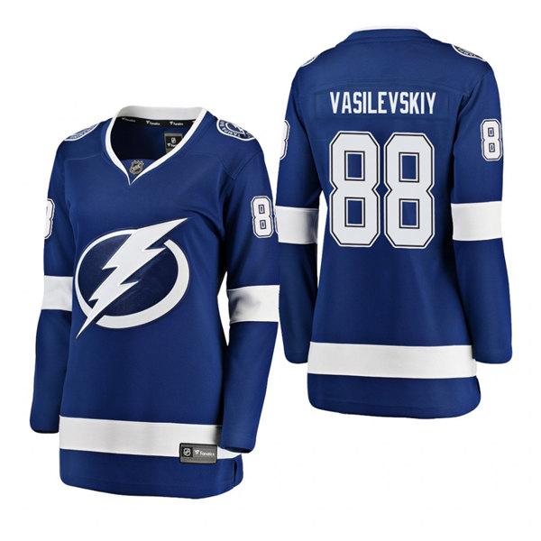 Womens Tampa Bay Lightning #88 Andrei Vasilevskiy #Adidas Home Blue Stitched Player Jersey