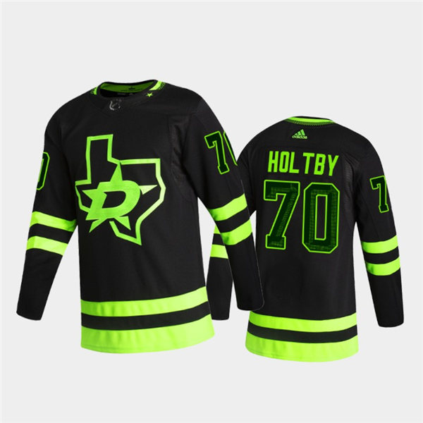 Mens Dallas Stars #70 Braden Holtby adidas Blackout Alternate Jersey