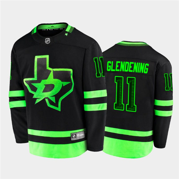 Mens Dallas Stars #11 Luke Glendening adidas Blackout Alternate Jersey