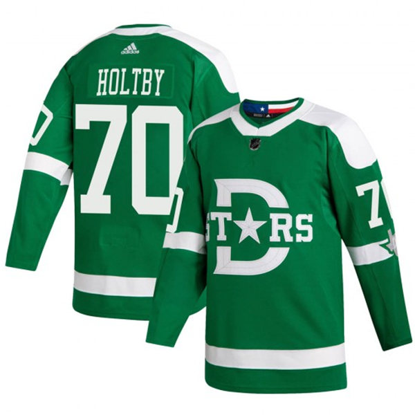 Mens Dallas Stars #70 Braden Holtby Adidas Green 2020 Winter Classic Player Jersey