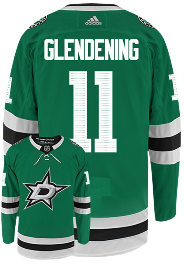 Mens Dallas Stars #11 Luke Glendening Stitched Adidas Home Green Jersey