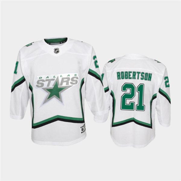 Youth Dallas Stars #21 Jason Robertson adidas White 2021 Reverse Retro Jersey