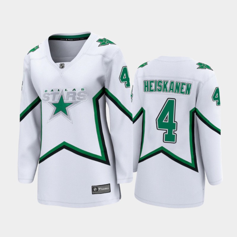 Womens Dallas Stars #4 Miro Heiskanen adidas White 2021 Reverse Retro Jersey