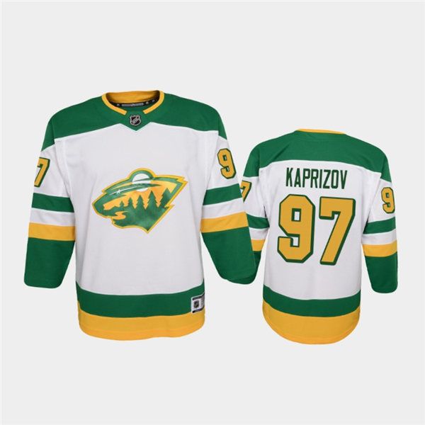 Youth Minnesota Wild #97 Kirill Kaprizov Adidas 2021 White Reverse Retro Jersey