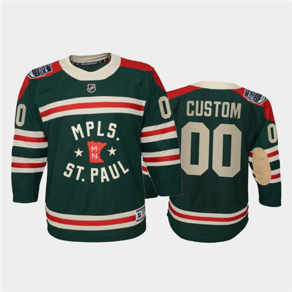 Youth Minnesota Wild Custom adidas Green 2022 Winter Classic State of Hockey Jersey