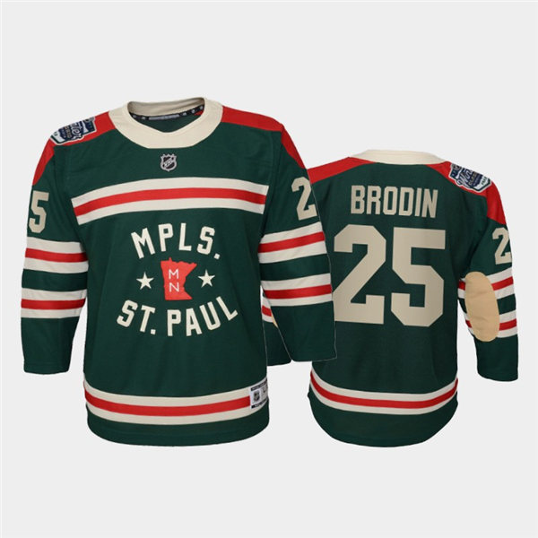 Youth Minnesota Wild #25 Jonas Brodin Adidas Green 2022 Winter Classic State of Hockey Jersey