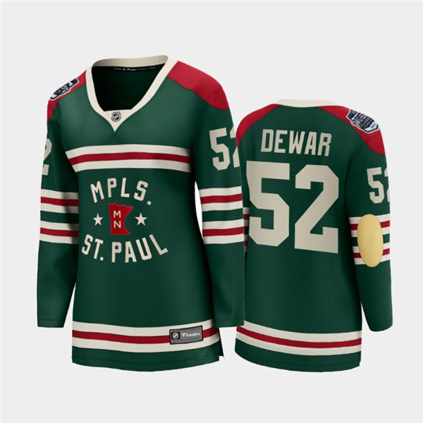 Womens Minnesota Wild #52 Connor Dewar Adidas Green 2022 Winter Classic State of Hockey Jersey