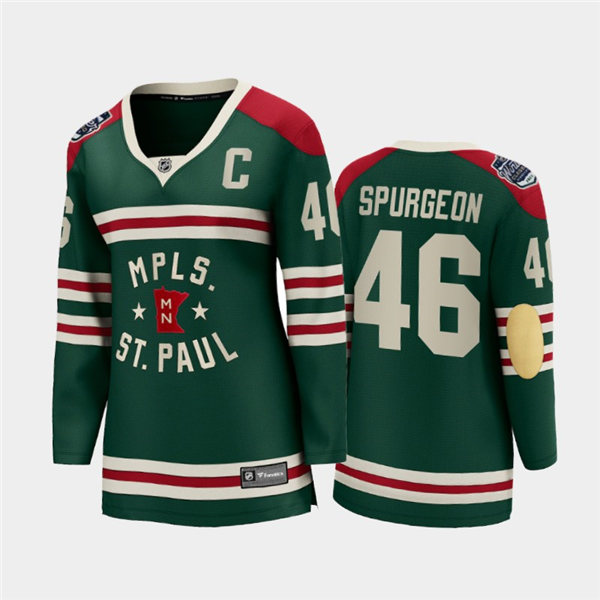 Womens Minnesota Wild #46 Jared Spurgeon Adidas Green 2022 Winter Classic State of Hockey Jersey