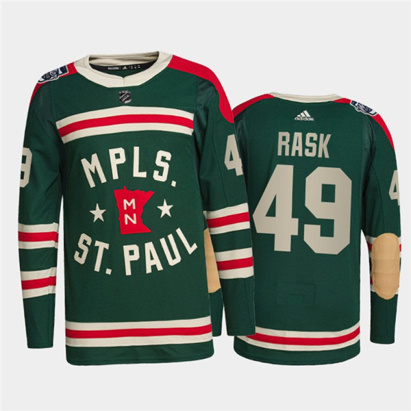 Mens Minnesota Wild #49 Victor Rask Adidas Green 2022 Winter Classic State of Hockey Jersey